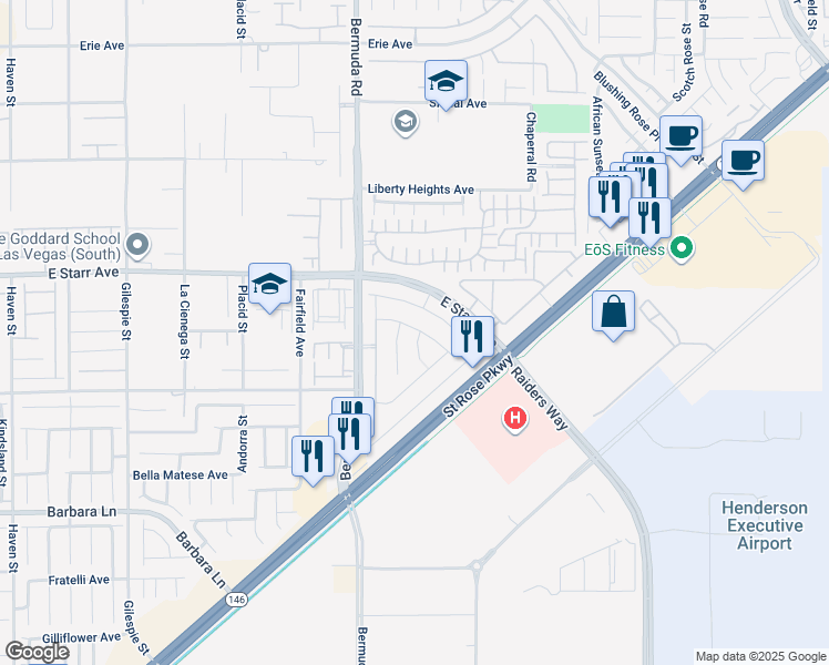map of restaurants, bars, coffee shops, grocery stores, and more near 3762 Rosy Carina Place in Henderson