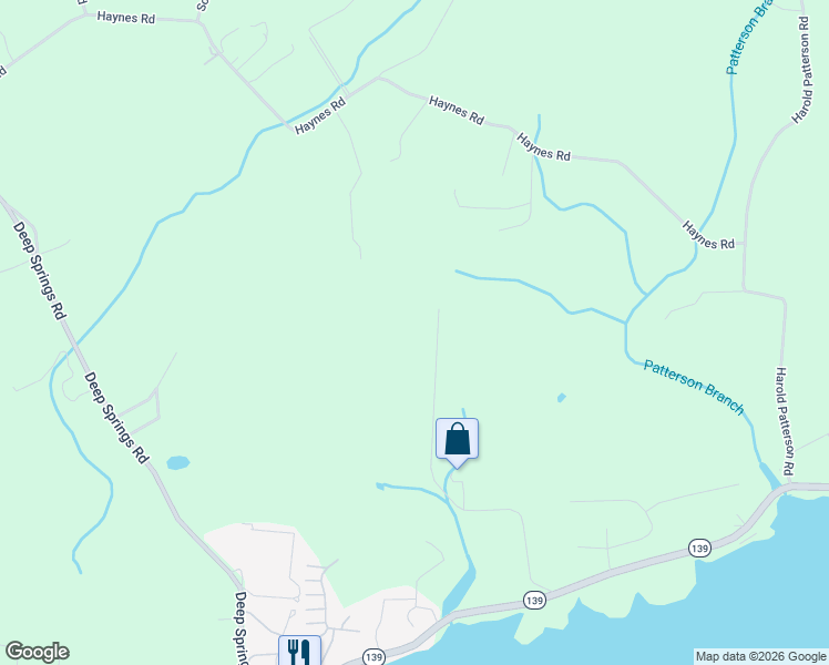 map of restaurants, bars, coffee shops, grocery stores, and more near 2169 Ranch Road in Dandridge