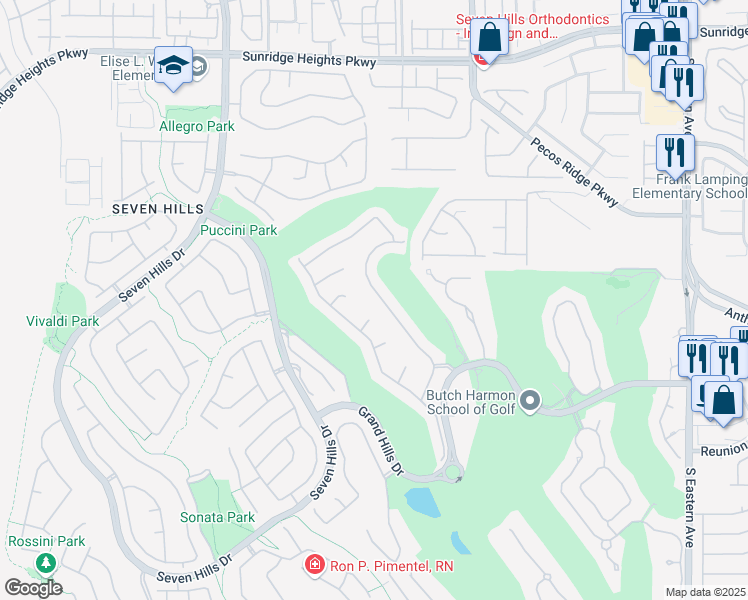 map of restaurants, bars, coffee shops, grocery stores, and more near 2752 Botticelli Drive in Henderson