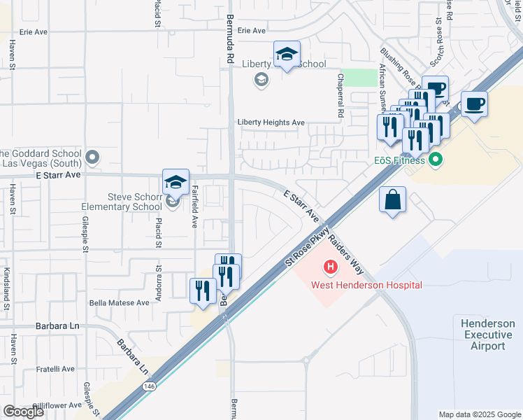 map of restaurants, bars, coffee shops, grocery stores, and more near 1252 Jaya Peak Court in Henderson