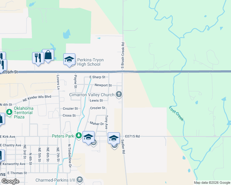 map of restaurants, bars, coffee shops, grocery stores, and more near 563-599 Newport Street in Perkins