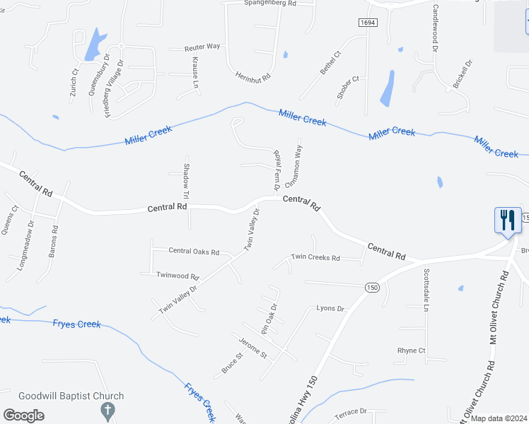 map of restaurants, bars, coffee shops, grocery stores, and more near 129 Twin Valley Drive in Clemmons