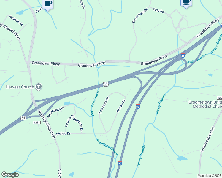 map of restaurants, bars, coffee shops, grocery stores, and more near 5010 Tamarack Drive in Greensboro