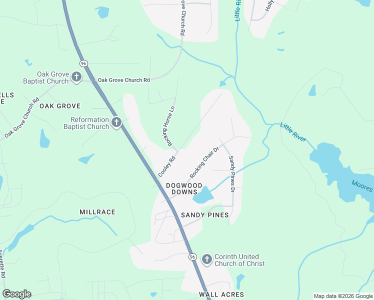 map of restaurants, bars, coffee shops, grocery stores, and more near 129 Cooley Road in Youngsville