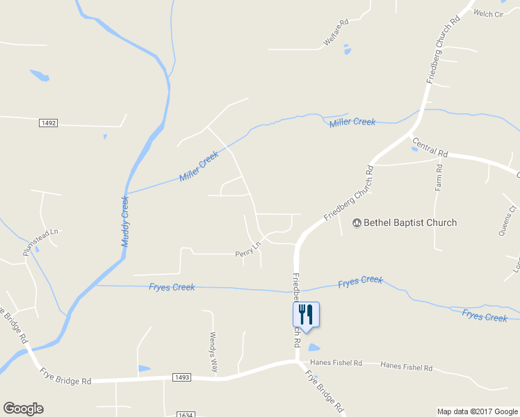 map of restaurants, bars, coffee shops, grocery stores, and more near 129 Penry Lane in Clemmons