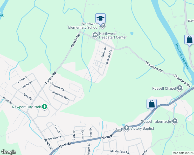 map of restaurants, bars, coffee shops, grocery stores, and more near 565 Jessica Way in Newport