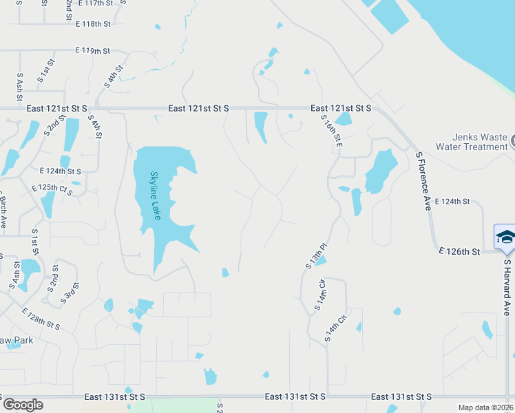 map of restaurants, bars, coffee shops, grocery stores, and more near 1124 East 124th Street South in Jenks