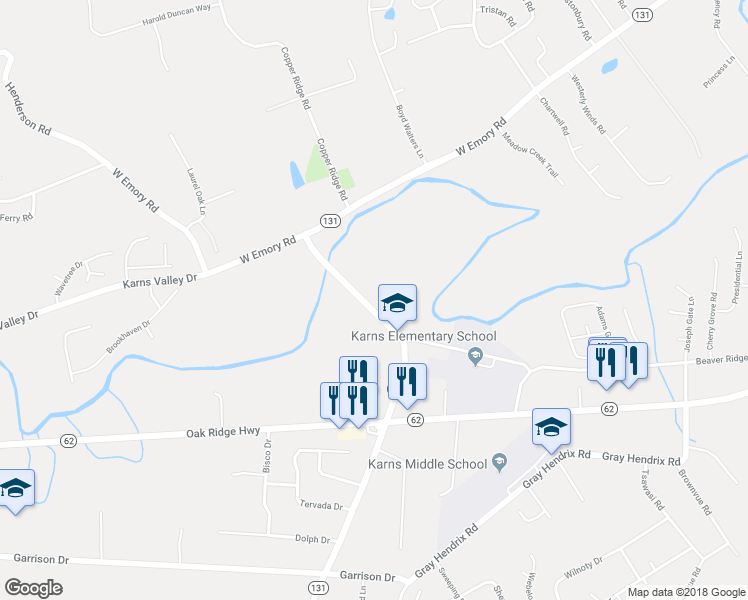 map of restaurants, bars, coffee shops, grocery stores, and more near 8325 Beaver Ridge Road in Knoxville
