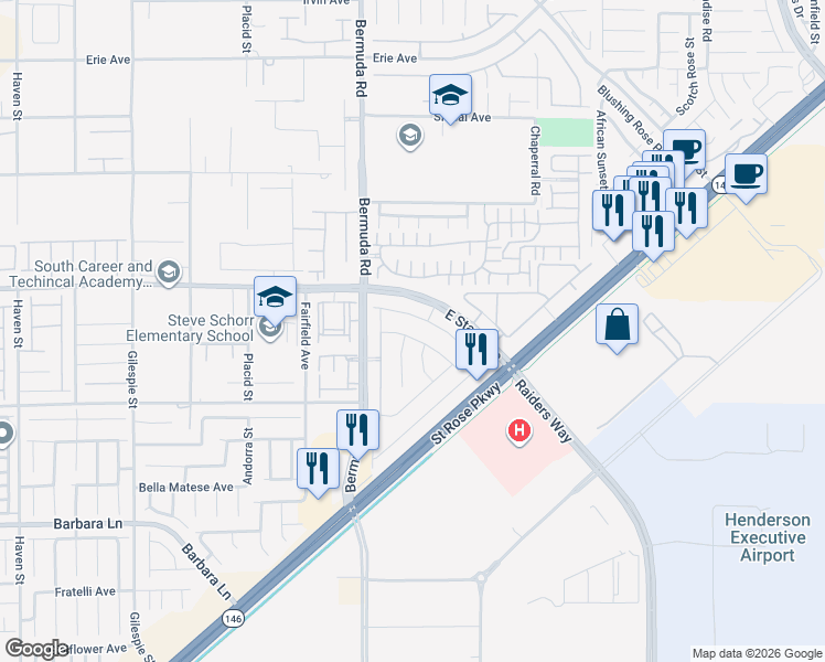 map of restaurants, bars, coffee shops, grocery stores, and more near 3762 Rosy Carina Place in Henderson