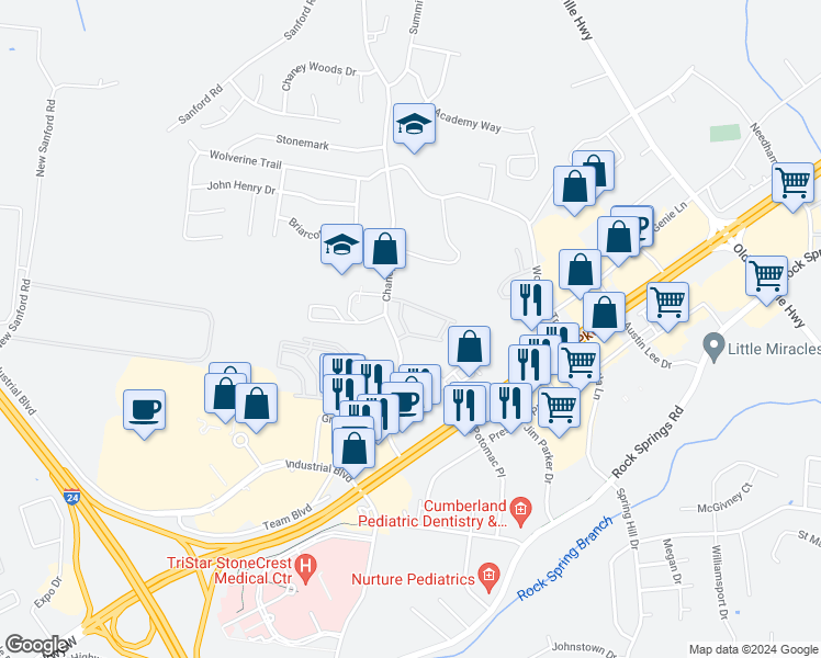 map of restaurants, bars, coffee shops, grocery stores, and more near 700 Heath Place in Smyrna