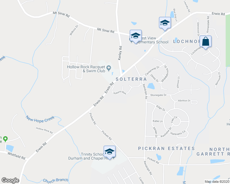 map of restaurants, bars, coffee shops, grocery stores, and more near 144 Solterra Way in Durham