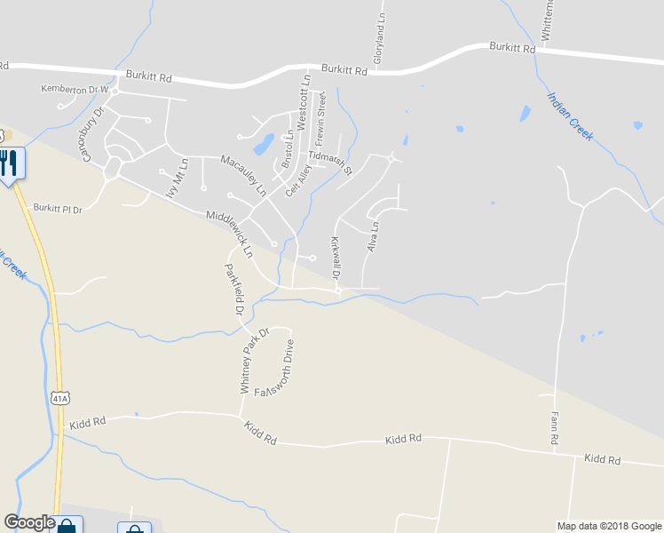 map of restaurants, bars, coffee shops, grocery stores, and more near 2176 Kirkwall Drive in Nolensville