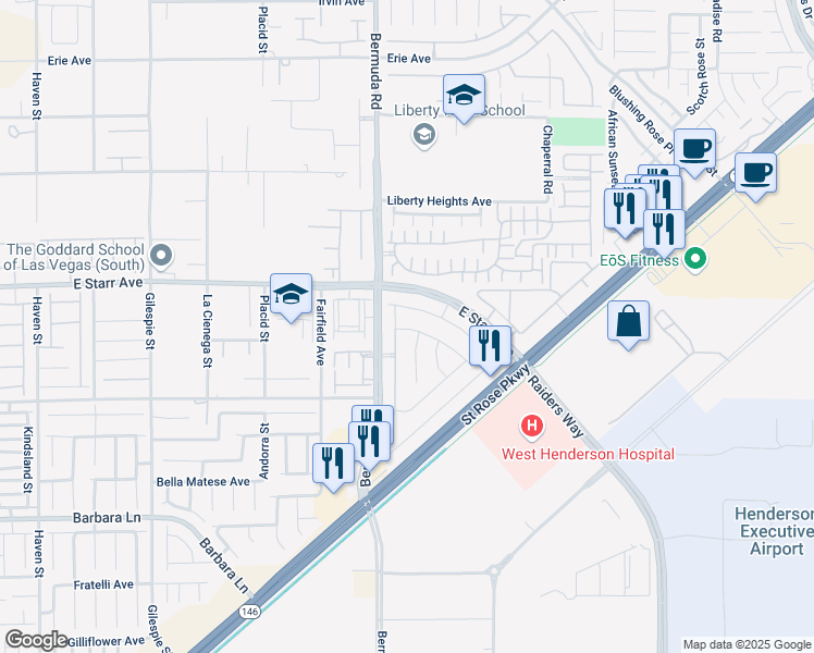 map of restaurants, bars, coffee shops, grocery stores, and more near 3782 Rosy Carina Place in Henderson