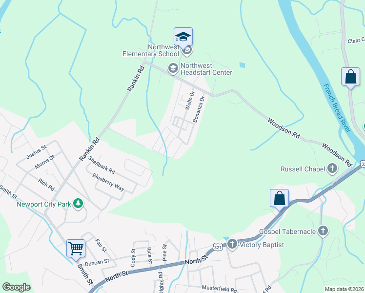 map of restaurants, bars, coffee shops, grocery stores, and more near 550 Bonanza Drive in Newport
