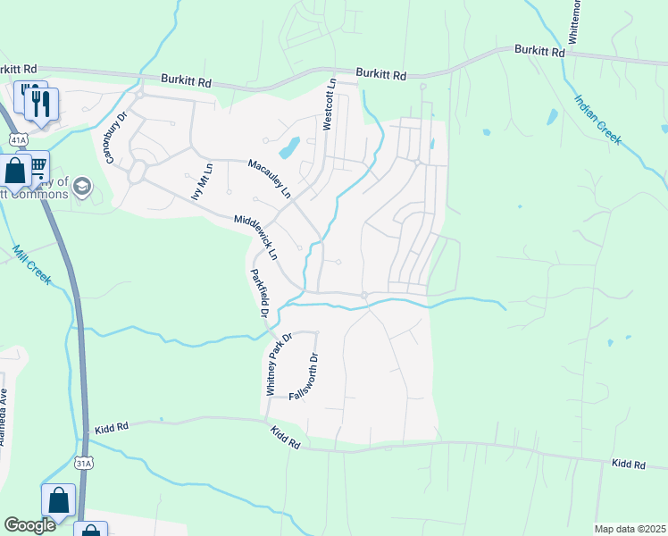 map of restaurants, bars, coffee shops, grocery stores, and more near 2176 Kirkwall Drive in Nolensville