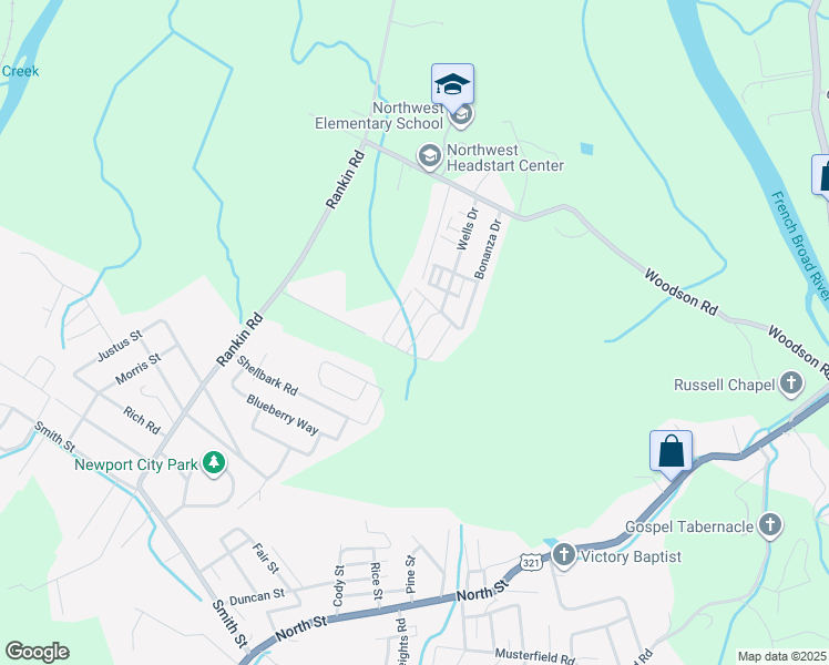 map of restaurants, bars, coffee shops, grocery stores, and more near 565 Jessica Way in Newport