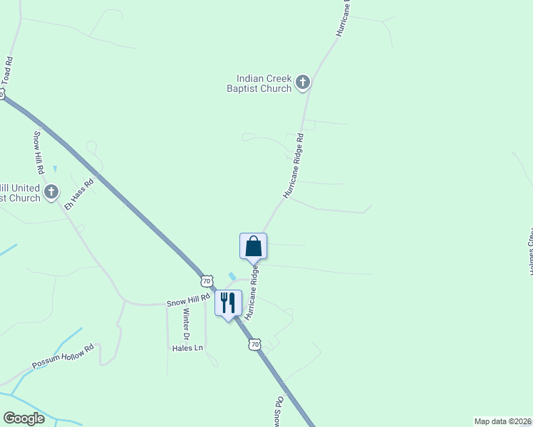 map of restaurants, bars, coffee shops, grocery stores, and more near 525 Hurricane Ridge Road in Smithville