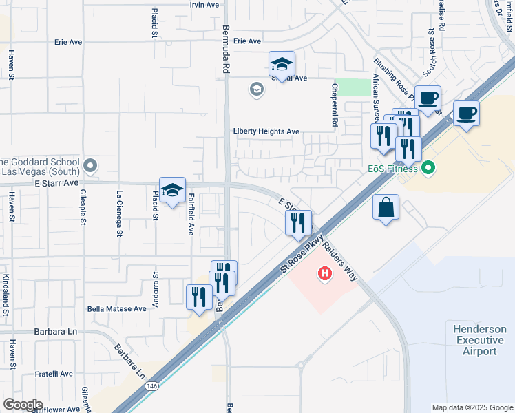 map of restaurants, bars, coffee shops, grocery stores, and more near 3782 Rosy Carina Place in Henderson