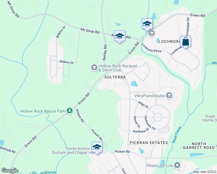 map of restaurants, bars, coffee shops, grocery stores, and more near 4 Blue Bottle Lane in Durham