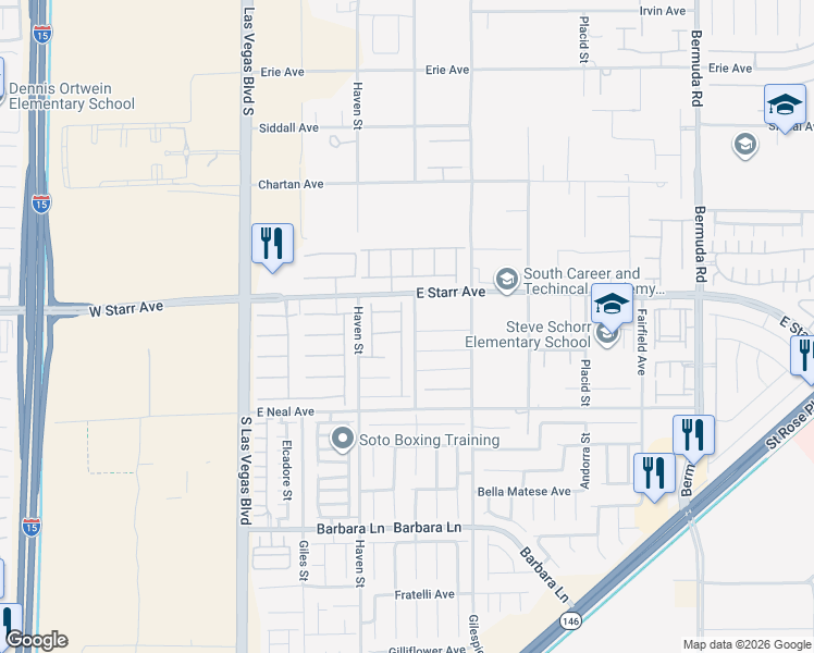 map of restaurants, bars, coffee shops, grocery stores, and more near 127 Volans Avenue in Las Vegas