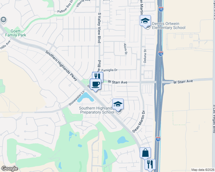 map of restaurants, bars, coffee shops, grocery stores, and more near 3677 West Starr Avenue in Las Vegas
