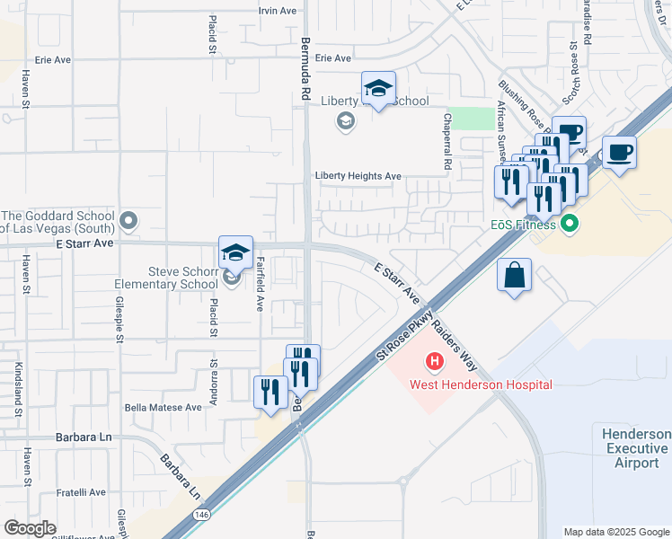 map of restaurants, bars, coffee shops, grocery stores, and more near 3777 Neblina Drive in Henderson