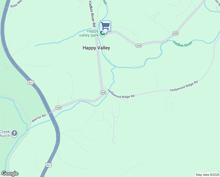 map of restaurants, bars, coffee shops, grocery stores, and more near 3533-3537 Hollywood Ridge Road in Lenoir