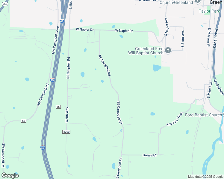 map of restaurants, bars, coffee shops, grocery stores, and more near 10077 Northeast Campbell Road in Fayetteville