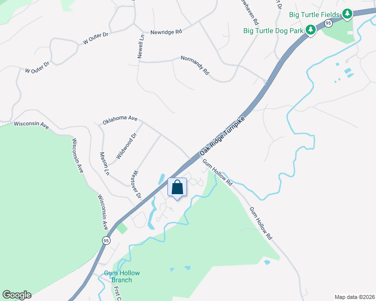 map of restaurants, bars, coffee shops, grocery stores, and more near 99 Oklahoma Avenue in Oak Ridge
