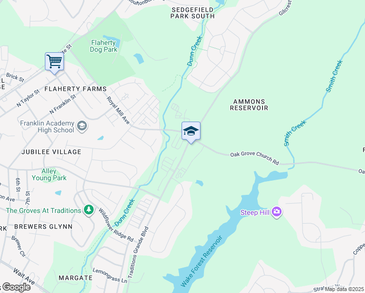 map of restaurants, bars, coffee shops, grocery stores, and more near 713 Traditions Grande Boulevard in Wake Forest