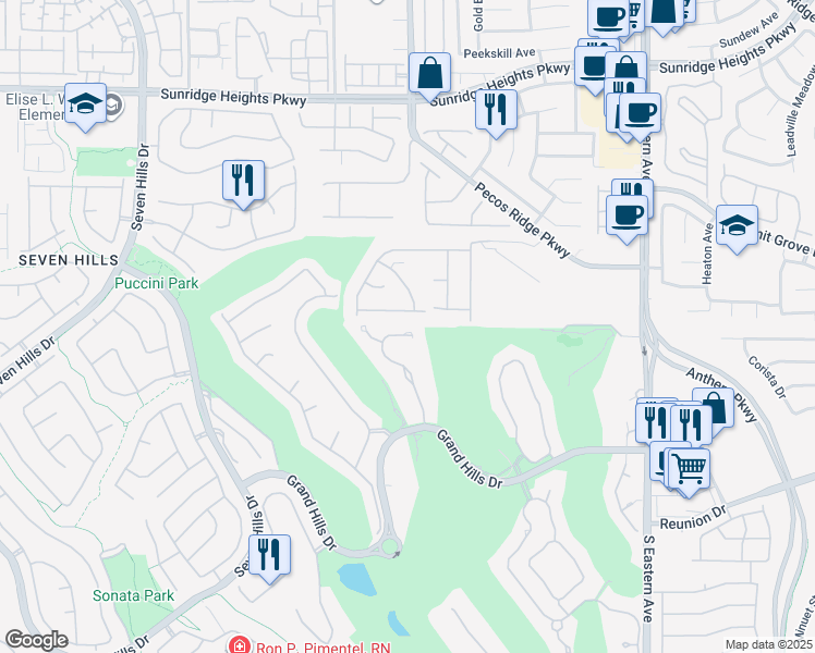 map of restaurants, bars, coffee shops, grocery stores, and more near 2790 La Bella Court in Henderson