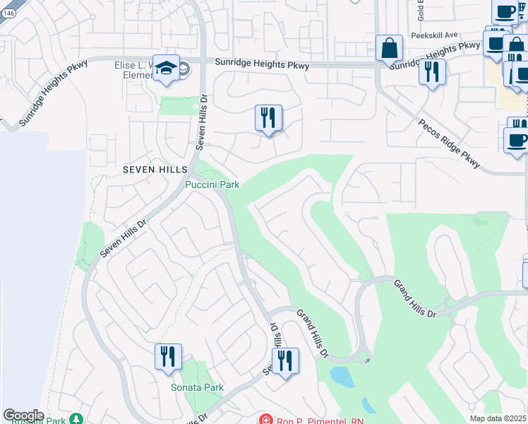 map of restaurants, bars, coffee shops, grocery stores, and more near 2849 Bellini Drive in Henderson