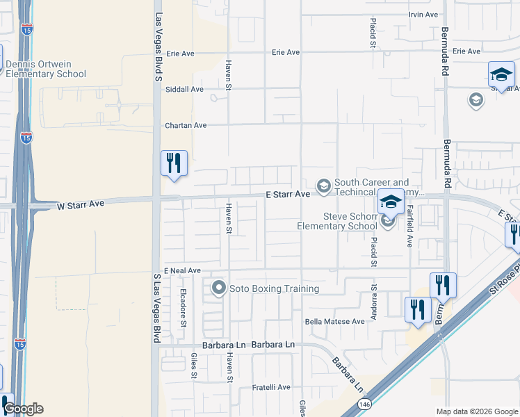map of restaurants, bars, coffee shops, grocery stores, and more near 127 Volans Avenue in Las Vegas