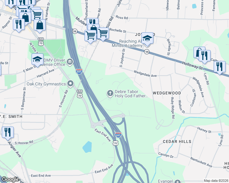 map of restaurants, bars, coffee shops, grocery stores, and more near 231 Taft Street in Durham