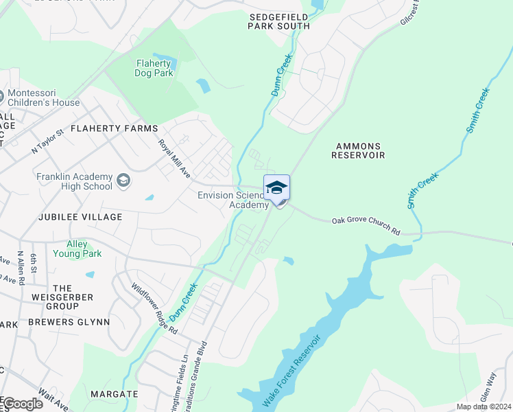 map of restaurants, bars, coffee shops, grocery stores, and more near 805 Winter Meadow Drive in Wake Forest
