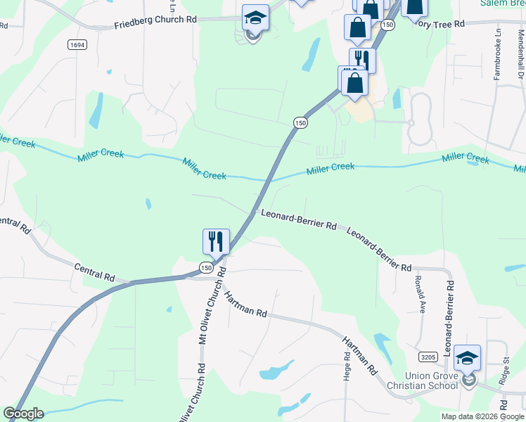 map of restaurants, bars, coffee shops, grocery stores, and more near 1184 Leonard-Berrier Road in Lexington