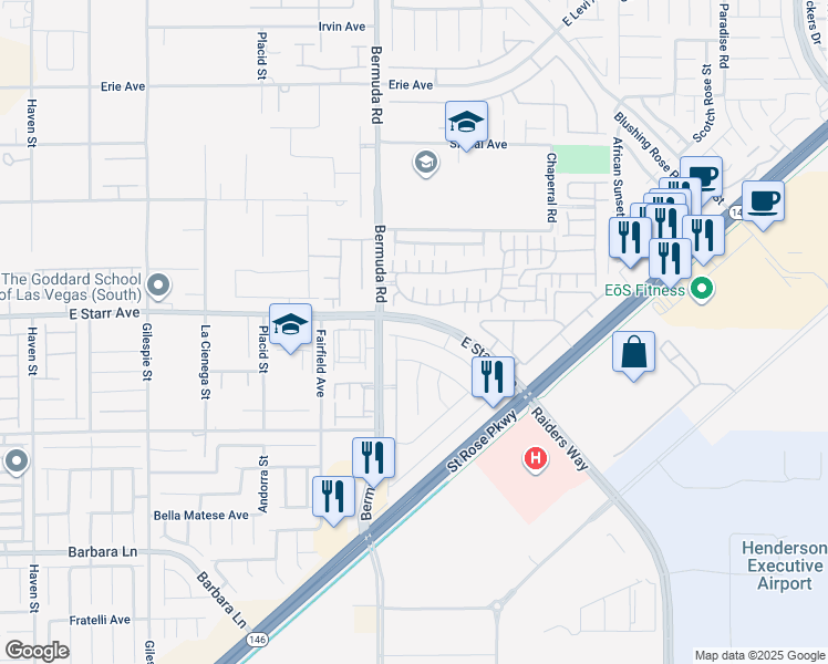 map of restaurants, bars, coffee shops, grocery stores, and more near 3782 Neblina Drive in Henderson
