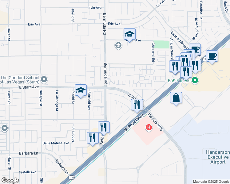 map of restaurants, bars, coffee shops, grocery stores, and more near 3782 Neblina Drive in Henderson