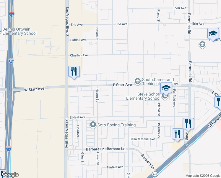 map of restaurants, bars, coffee shops, grocery stores, and more near 127 Birch Ridge Avenue in Las Vegas