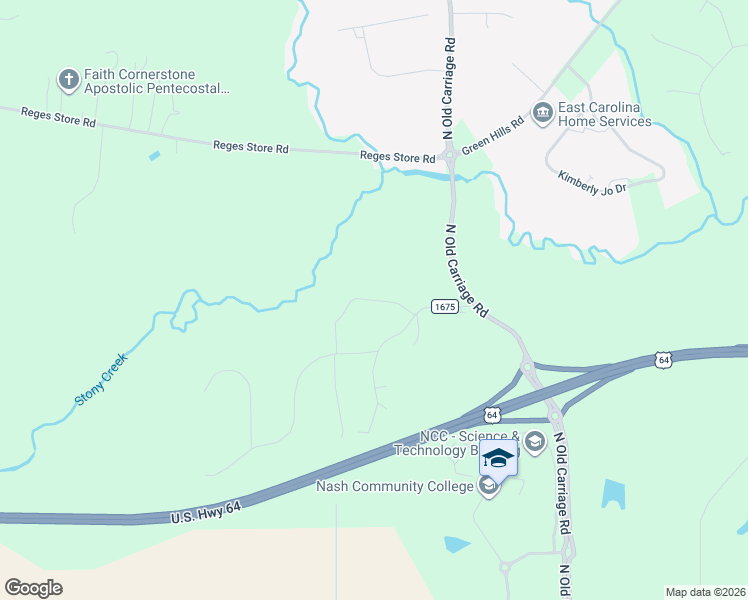 map of restaurants, bars, coffee shops, grocery stores, and more near Mamas Run Lane in Rocky Mount