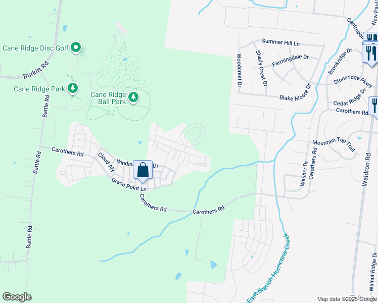 map of restaurants, bars, coffee shops, grocery stores, and more near 7211 Carothers Road in Nolensville