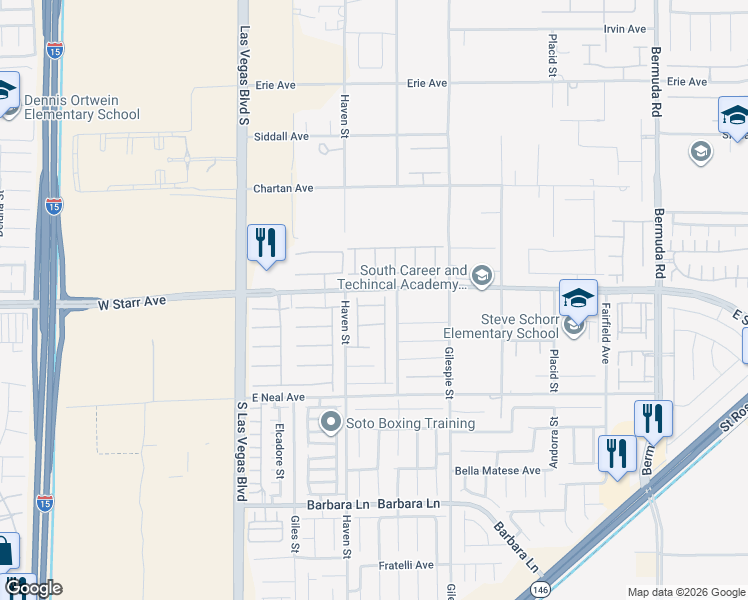 map of restaurants, bars, coffee shops, grocery stores, and more near 127 Birch Ridge Avenue in Las Vegas