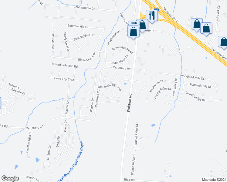 map of restaurants, bars, coffee shops, grocery stores, and more near 6110 Steve Scarlett Place in La Vergne