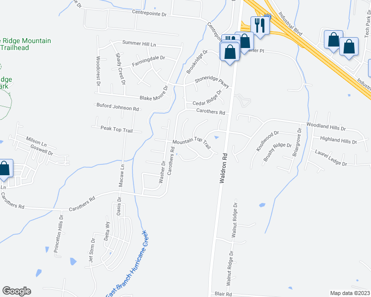 map of restaurants, bars, coffee shops, grocery stores, and more near 6119 Steve Scarlett Place in La Vergne