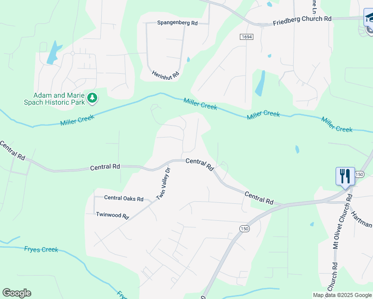 map of restaurants, bars, coffee shops, grocery stores, and more near 119 Cinnamon Way in Clemmons