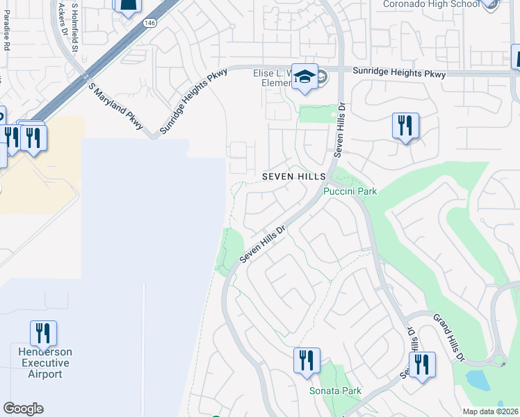 map of restaurants, bars, coffee shops, grocery stores, and more near 3188 Dancing Hills Avenue in Henderson