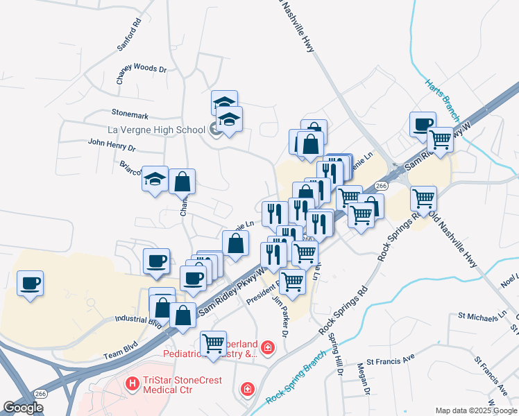 map of restaurants, bars, coffee shops, grocery stores, and more near 138 Wolverine Trail in Smyrna