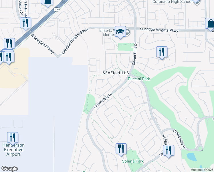 map of restaurants, bars, coffee shops, grocery stores, and more near 3181 Dancing Hills Avenue in Henderson
