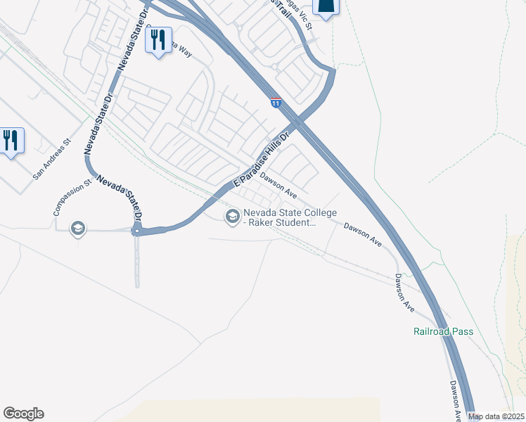 map of restaurants, bars, coffee shops, grocery stores, and more near 1200 Paradise Basin Court in Henderson