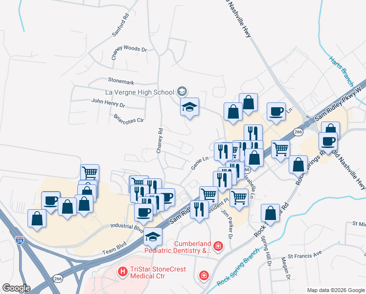 map of restaurants, bars, coffee shops, grocery stores, and more near 349 Chaney Road in Smyrna